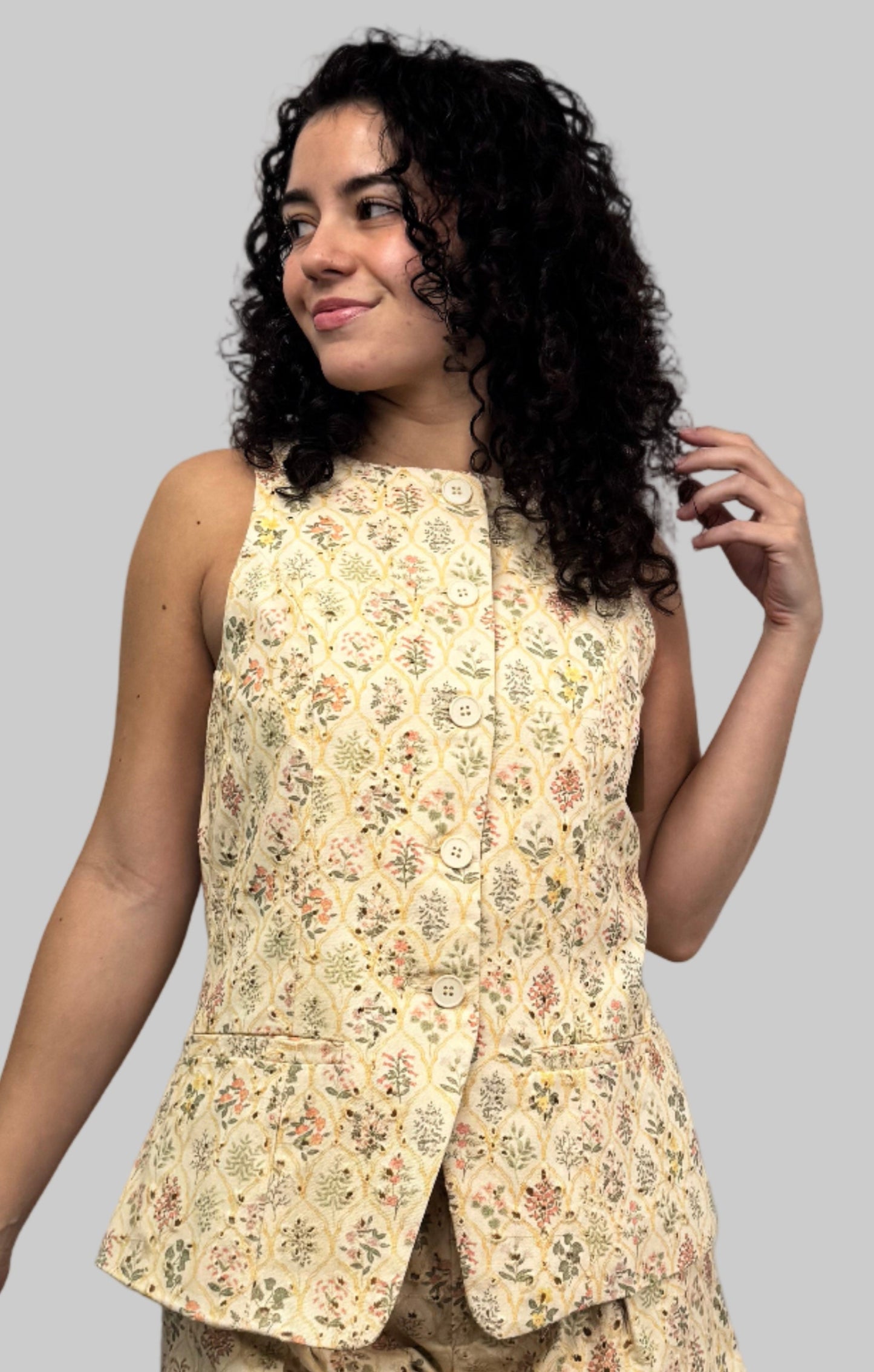 Embroidered Eyelet Vest