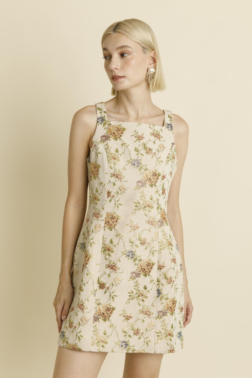 Rose Jaquard Mini Dress